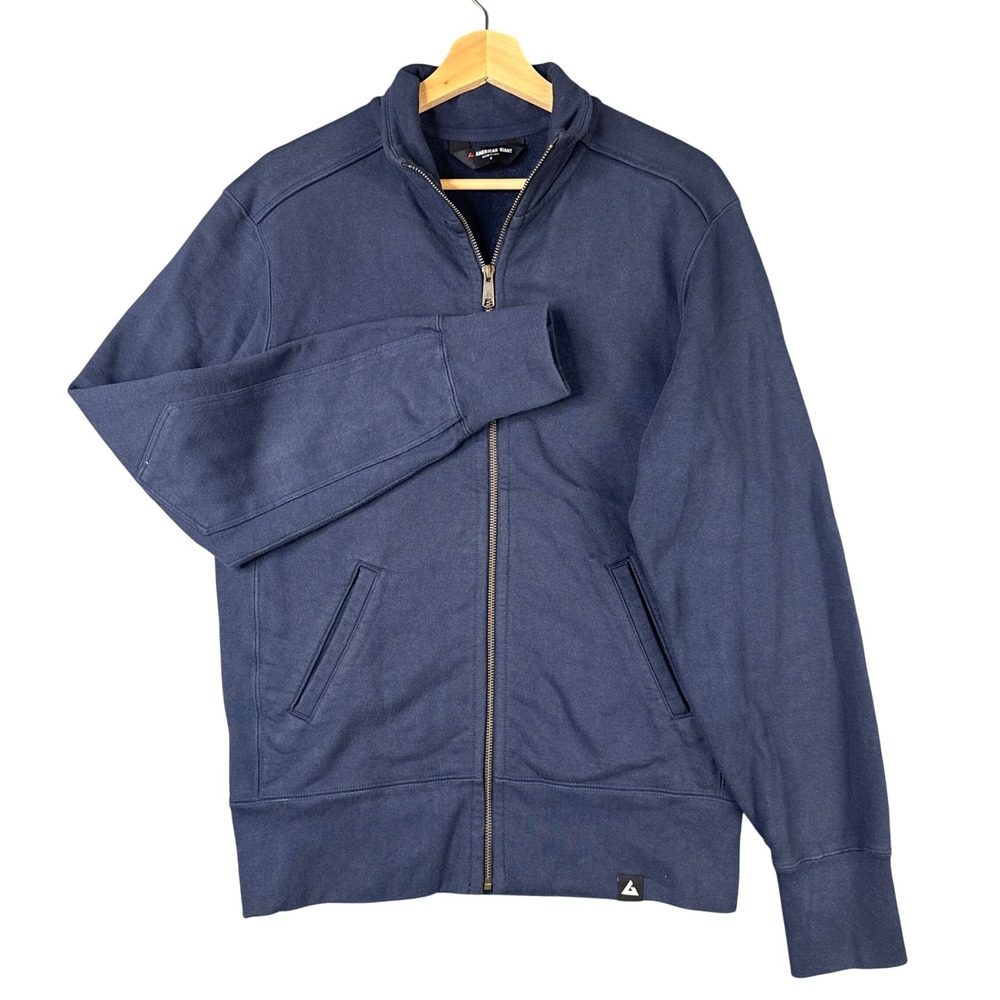 American Giant Classic Full Zip Jacket Navy Blue Heavyweight Cotton Mens Small
